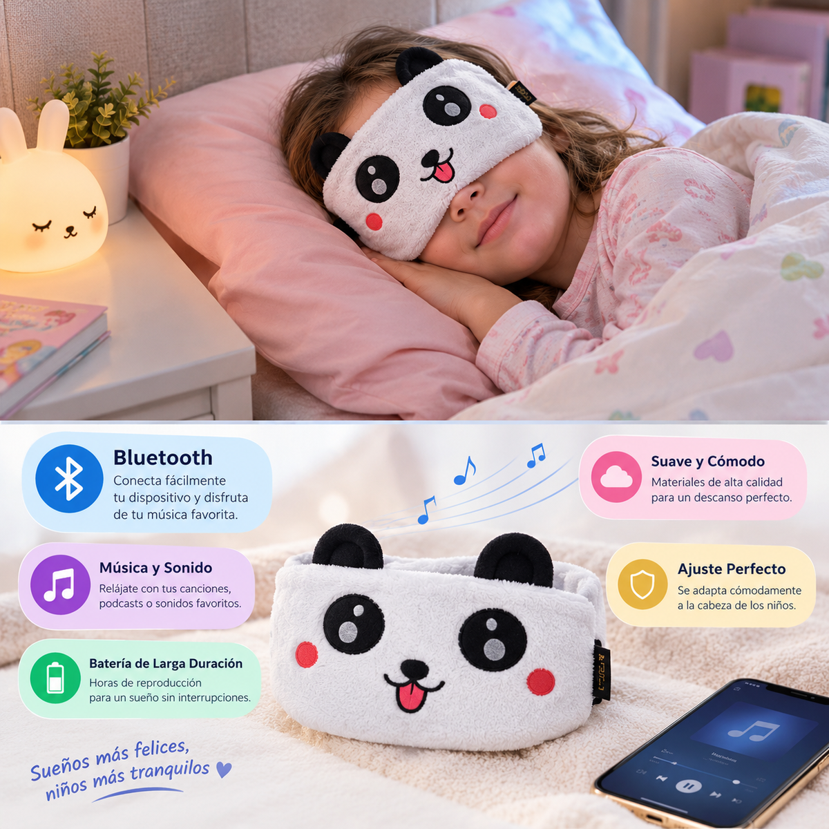 Máscara de Sueño con Diadema de Animal y Auriculares Bluetooth