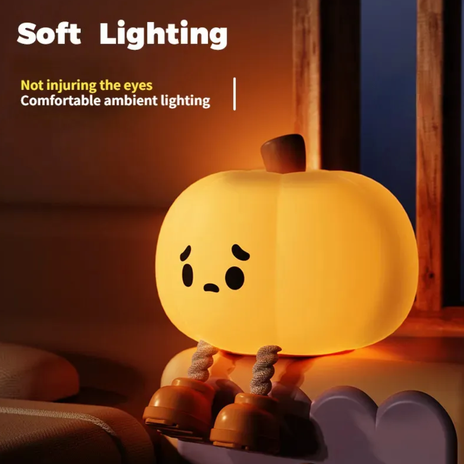 Luz Nocturna de Halloween de Calabaza de Silicona Simpática