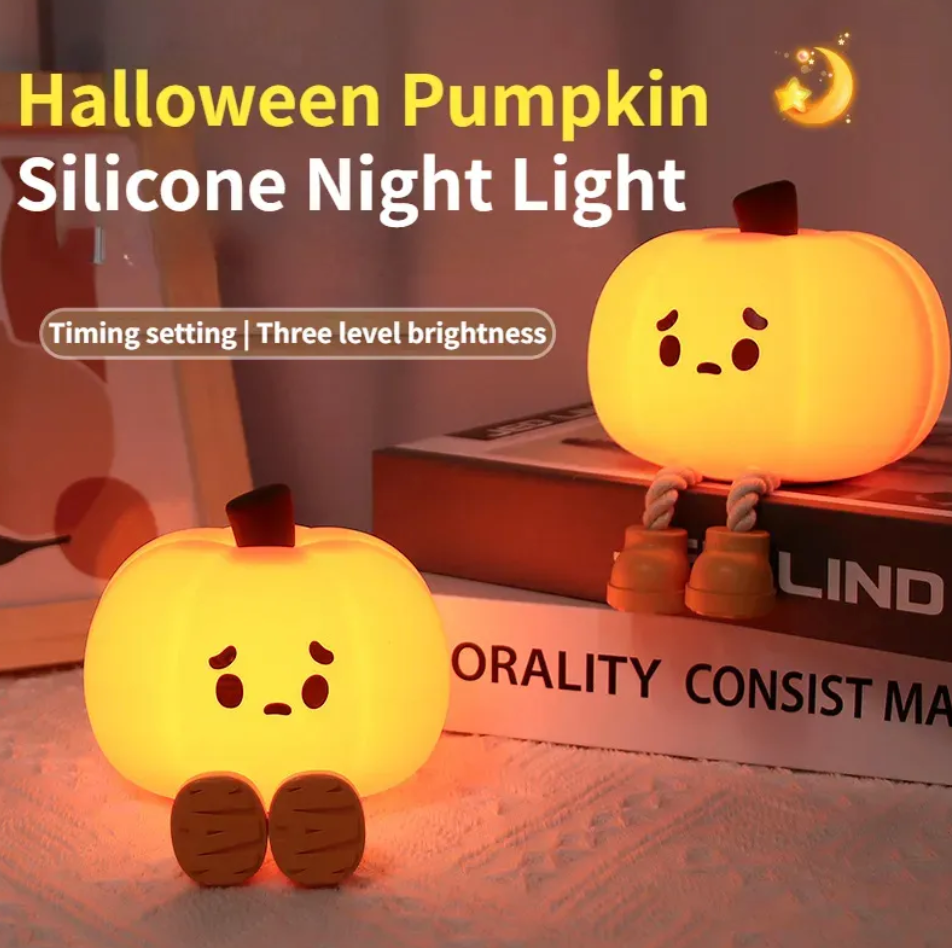 Luz Nocturna de Halloween de Calabaza de Silicona Simpática